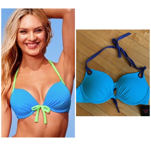 Victoria’s Secret Bombshell Swim Top Teal 36B - Picture 1 of 4
